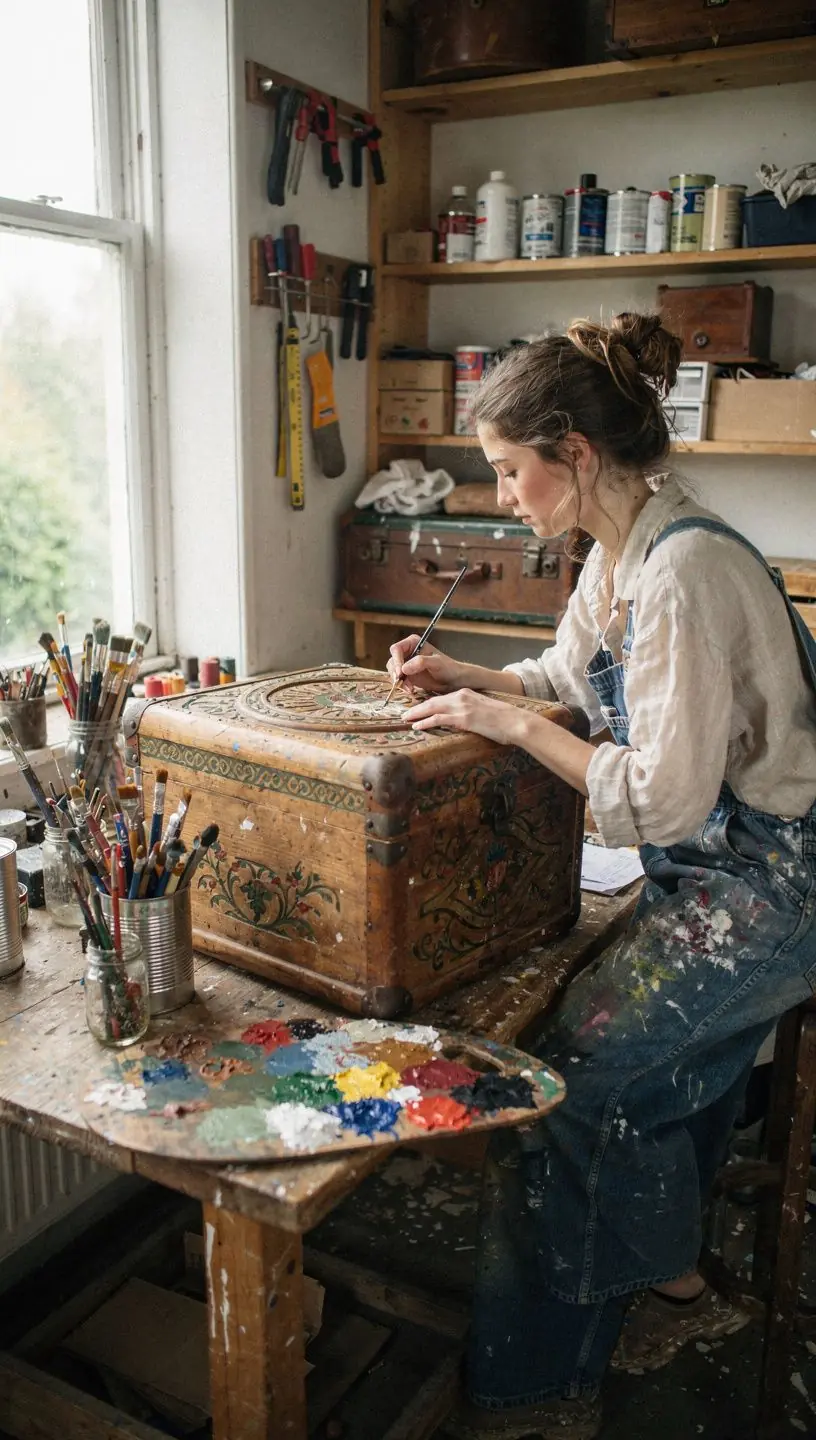 Vintage restoration workshop showcasing assessed items for resale.